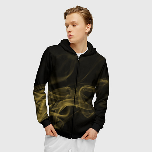Мужская толстовка на молнии Color smoke yellow / 3D-Черный – фото 3