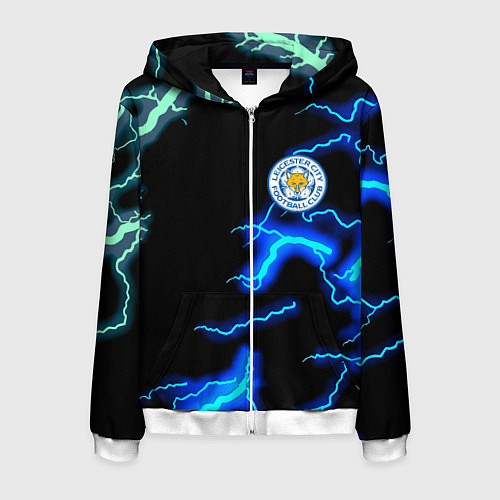 Мужская толстовка на молнии Лестер Сити шторм / 3D-Белый – фото 1