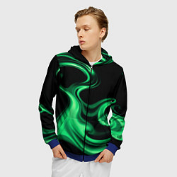 Толстовка 3D на молнии мужская Color green smoke, цвет: 3D-синий — фото 2