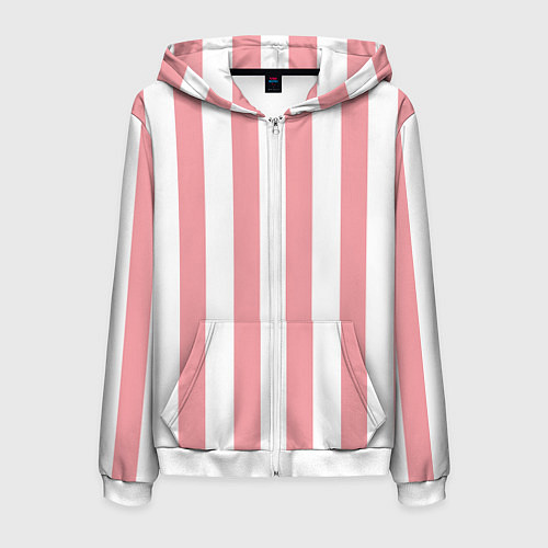 Мужская толстовка на молнии Полосы розозые / 3D-Белый – фото 1