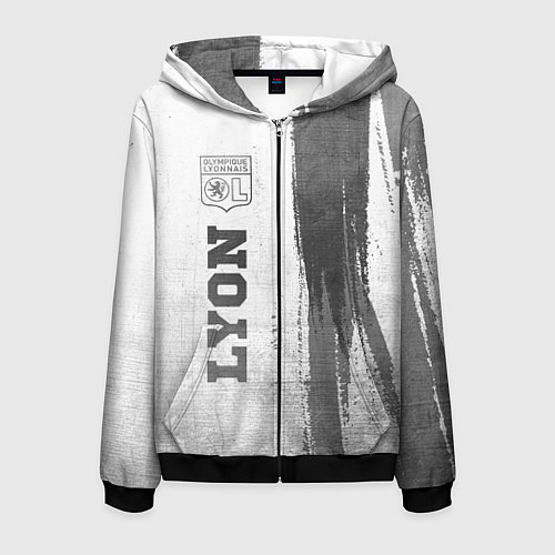 Мужская толстовка на молнии Lyon - white gradient по-вертикали / 3D-Черный – фото 1