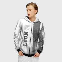 Толстовка 3D на молнии мужская Lyon - white gradient по-вертикали, цвет: 3D-черный — фото 2