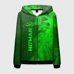 Толстовка 3D на молнии мужская Hitman - green gradient по-вертикали, цвет: 3D-черный