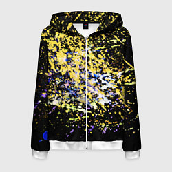 Толстовка 3D на молнии мужская Желто синяя краска на черном, цвет: 3D-белый