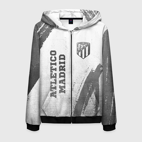 Мужская толстовка на молнии Atletico Madrid - white gradient вертикально / 3D-Черный – фото 1