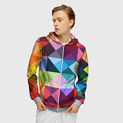 Толстовка 3D на молнии мужская Цветные квадраты, цвет: 3D-меланж — фото 2