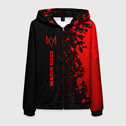 Толстовка 3D на молнии мужская Watch Dogs - red gradient по-вертикали, цвет: 3D-черный