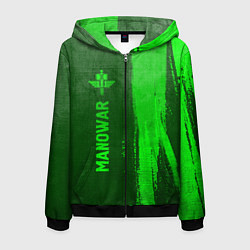 Толстовка 3D на молнии мужская Manowar - green gradient по-вертикали, цвет: 3D-черный