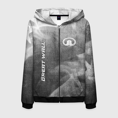 Мужская толстовка на молнии Great Wall - grey gradient вертикально / 3D-Черный – фото 1