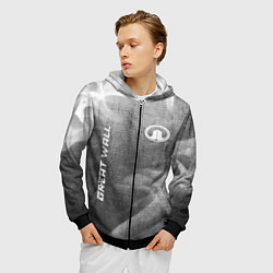 Толстовка 3D на молнии мужская Great Wall - grey gradient вертикально, цвет: 3D-черный — фото 2