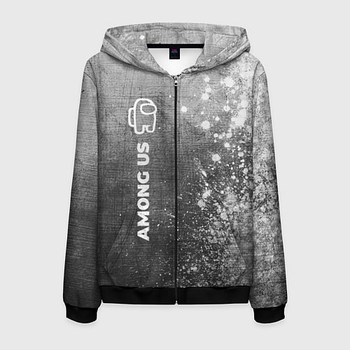 Мужская толстовка на молнии Among Us - grey gradient по-вертикали / 3D-Черный – фото 1