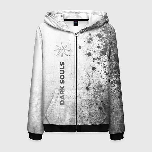 Мужская толстовка на молнии Dark Souls - white gradient по-вертикали / 3D-Черный – фото 1