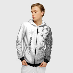Толстовка 3D на молнии мужская Dark Souls - white gradient по-вертикали, цвет: 3D-черный — фото 2