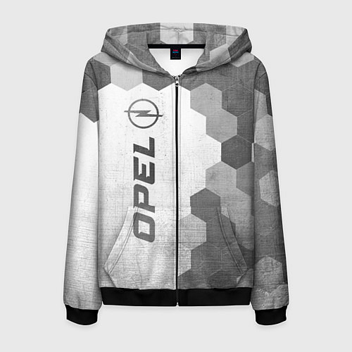 Мужская толстовка на молнии Opel - white gradient по-вертикали / 3D-Черный – фото 1