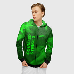 Толстовка 3D на молнии мужская Counter Strike 2 - green gradient вертикально, цвет: 3D-черный — фото 2