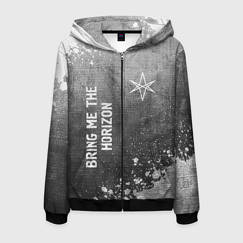 Мужская толстовка на молнии Bring Me the Horizon - grey gradient вертикально / 3D-Черный – фото 1