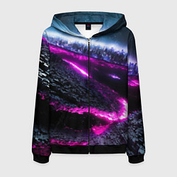 Мужская толстовка на молнии Фентази город неон