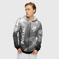 Толстовка 3D на молнии мужская Portal - grey gradient вертикально, цвет: 3D-черный — фото 2