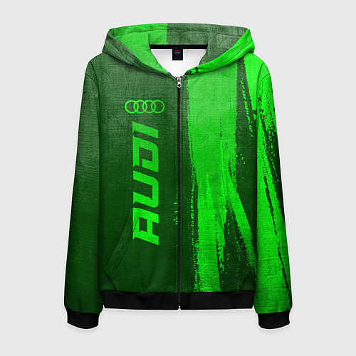 Мужская толстовка на молнии Audi - green gradient по-вертикали / 3D-Черный – фото 1