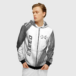 Толстовка 3D на молнии мужская Exeed - white gradient вертикально, цвет: 3D-черный — фото 2