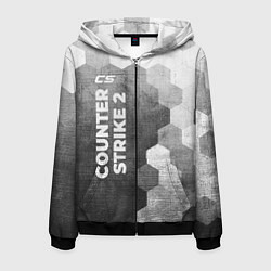 Мужская толстовка на молнии Counter Strike 2 - grey gradient по-вертикали