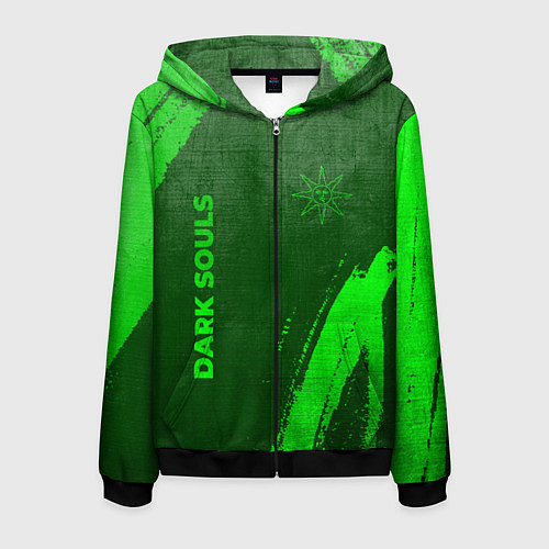 Мужская толстовка на молнии Dark Souls - green gradient вертикально / 3D-Черный – фото 1