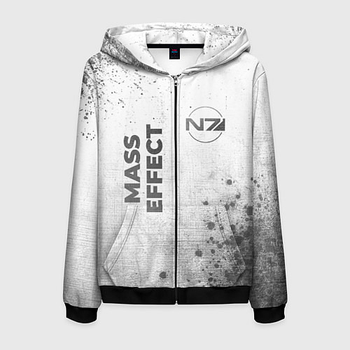 Мужская толстовка на молнии Mass Effect - white gradient вертикально / 3D-Черный – фото 1