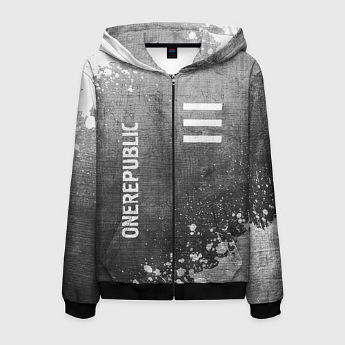 Мужская толстовка на молнии OneRepublic - grey gradient вертикально / 3D-Черный – фото 1