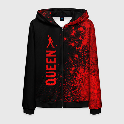 Мужская толстовка на молнии Queen - red gradient по-вертикали / 3D-Черный – фото 1