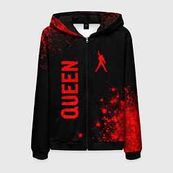 Толстовка 3D на молнии мужская Queen - red gradient вертикально, цвет: 3D-черный