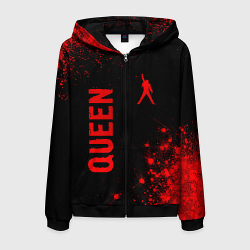 Мужская толстовка на молнии Queen - red gradient вертикально / 3D-Черный – фото 1