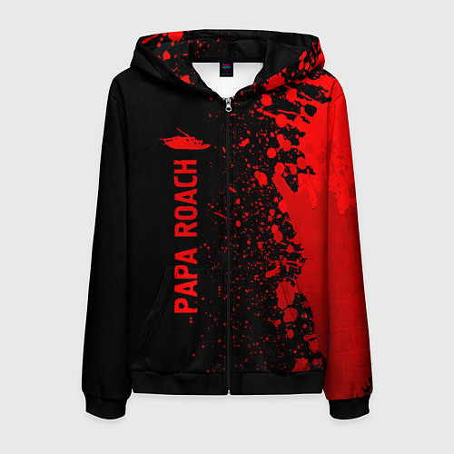 Мужская толстовка на молнии Papa Roach - red gradient по-вертикали / 3D-Черный – фото 1
