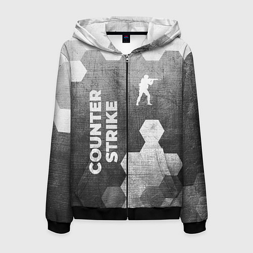 Мужская толстовка на молнии Counter Strike - grey gradient вертикально / 3D-Черный – фото 1