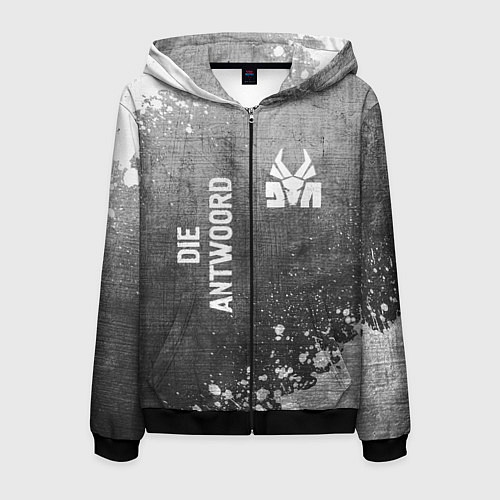 Мужская толстовка на молнии Die Antwoord - grey gradient вертикально / 3D-Черный – фото 1