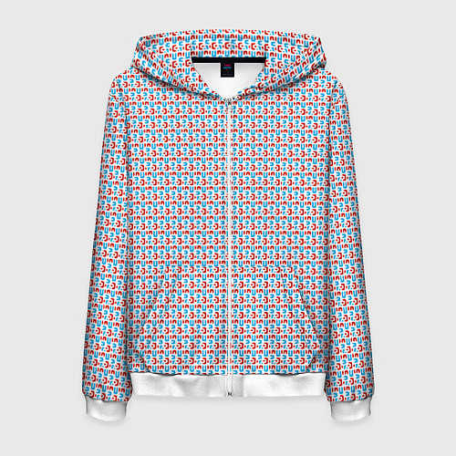 Мужская толстовка на молнии Красно-синие фигуры на белом фоне / 3D-Белый – фото 1