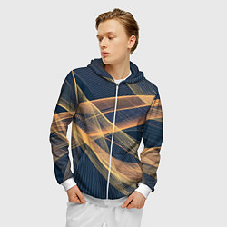 Толстовка 3D на молнии мужская Световые волны, цвет: 3D-белый — фото 2