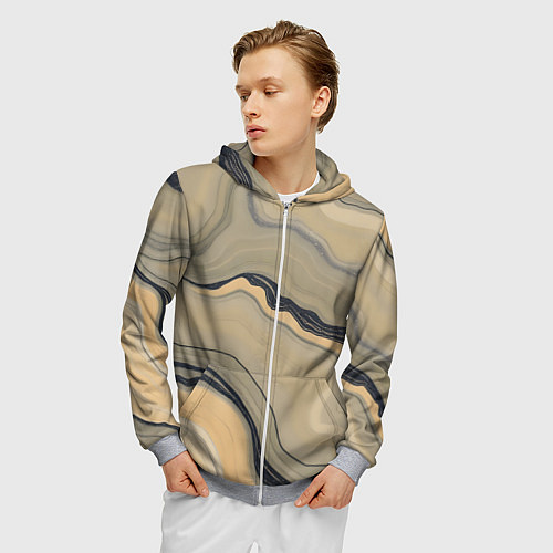 Мужская толстовка на молнии Песочный мрамор / 3D-Меланж – фото 3