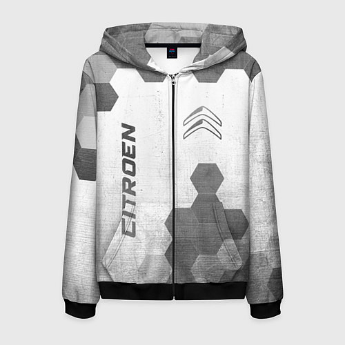 Мужская толстовка на молнии Citroen - white gradient вертикально / 3D-Черный – фото 1