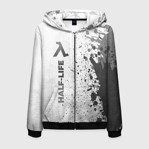 Мужская толстовка на молнии Half-Life - white gradient по-вертикали / 3D-Черный – фото 1