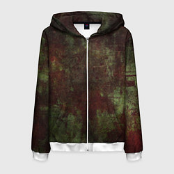 Мужская толстовка на молнии Абстракция - green fabric soaked in red paint