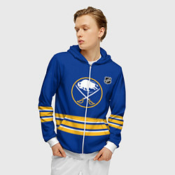 Толстовка 3D на молнии мужская Баффало Сейбрз хоккей, цвет: 3D-белый — фото 2