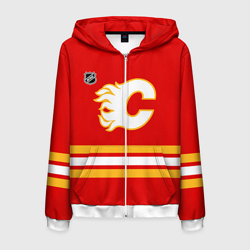 Мужская толстовка на молнии Калгари Флэймз хоккей / 3D-Белый – фото 1