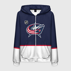 Толстовка 3D на молнии мужская Коламбус Блю Джекетс хоккей, цвет: 3D-белый