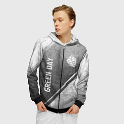 Толстовка 3D на молнии мужская Green Day - grey gradient вертикально, цвет: 3D-черный — фото 2