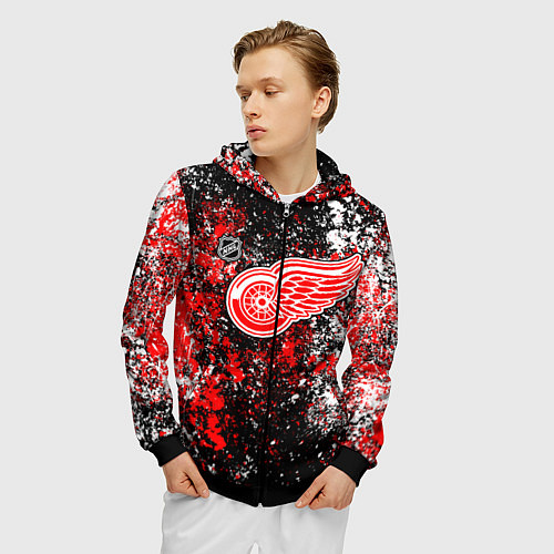 Мужская толстовка на молнии Detroit Red Wings NHL black / 3D-Черный – фото 3