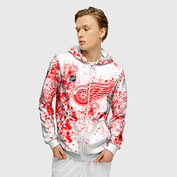 Толстовка 3D на молнии мужская Detroit Red Wings NHL white, цвет: 3D-белый — фото 2