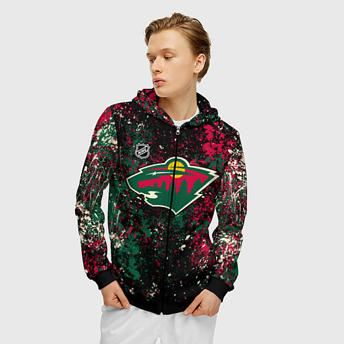 Мужская толстовка на молнии Minnesota Wild NHL black / 3D-Черный – фото 3