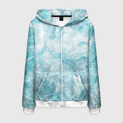 Мужская толстовка на молнии Абстракция - light blue sea foam / 3D-Белый – фото 1