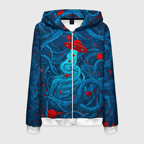 Мужская толстовка на молнии Контакт с хаосом / 3D-Белый – фото 1