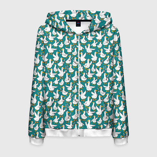 Мужская толстовка на молнии Злой гусь узор / 3D-Белый – фото 1